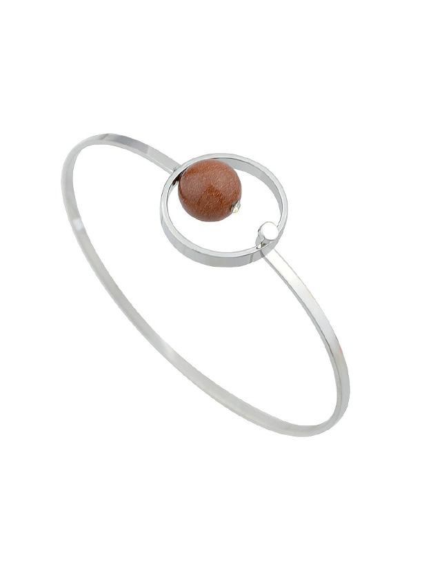 Romwe Brown Open Cuff Bangles With Bead Bracelets