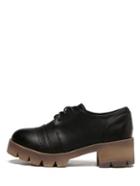 Romwe Black Round Toe Lace Up Rubber Soles Shoes
