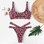 Romwe Cut-out Leopard Bikini Set