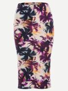 Romwe Purple Palm Tree Print Pencil Skirt