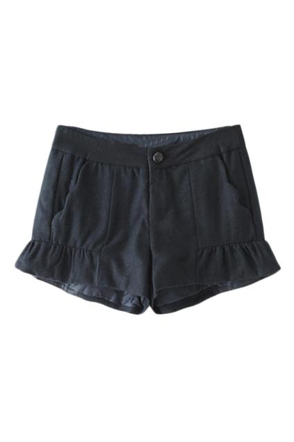 Romwe Falbala Navy Blue Shorts