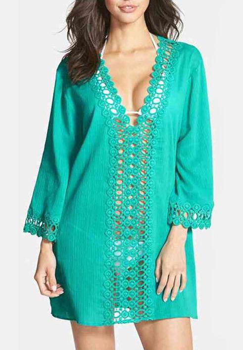 Romwe Deep V Neck Hollow Beach Dress