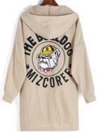 Romwe Hooded Dog Print Apricot Coat