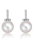 Romwe Silver Crystal Pearl Earrings