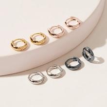 Romwe Simple Hoop Earrings 4pairs