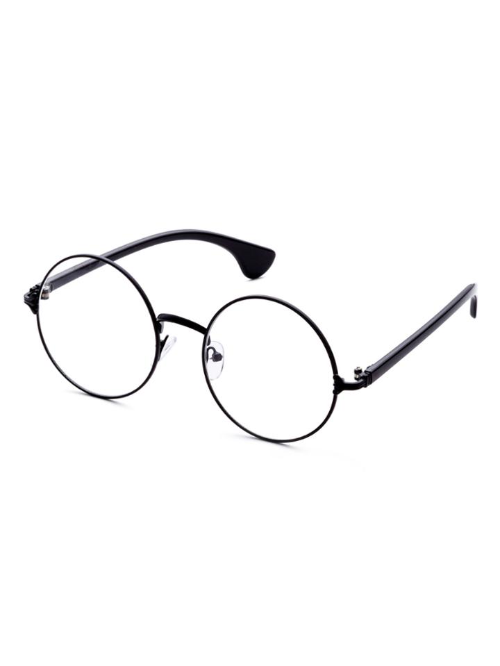 Romwe Black Frame Round Lens Glasses