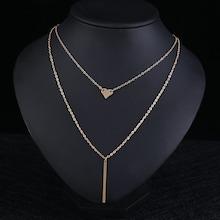 Romwe Heart & Bar Layered Chain Necklace