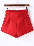 Romwe High Waist A-line Red Shorts
