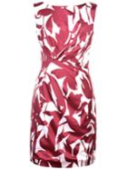 Romwe Burgundy Print Pleated Sheath Dress