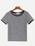 Romwe Contrast Striped Ringer T-shirt