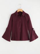 Romwe Bell Sleeve Single Breasted Shirt