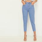 Romwe Bleach Wash Crop Tapered Jeans