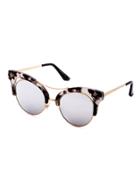 Romwe Tortoise Shell Frame Double Bridge Cat Eye Sunglasses