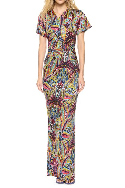 Romwe Floral Print Split Slim Dress