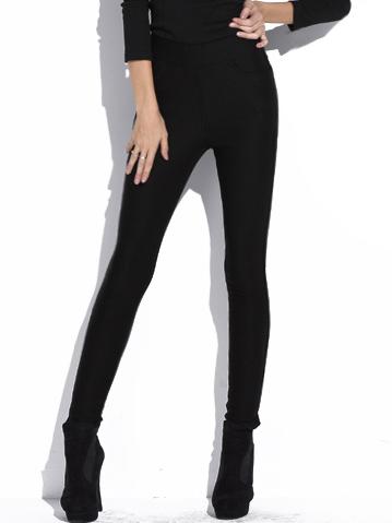 Romwe Black Thicken Slim Leg Leggings