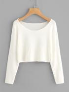 Romwe Drop Shoulder Crop Knit Sweater