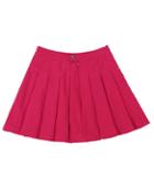 Romwe With Button Pleated Rose Red Skirt