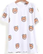 Romwe Bear Print Loose T-shirt