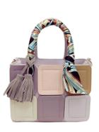 Romwe Scarf Handle Patchwork Mini Tote Bag