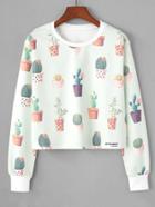 Romwe Cactus Print Random Sweatshirt