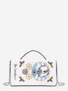 Romwe Sun And Flower Embroidery Pu Shoulder Bag