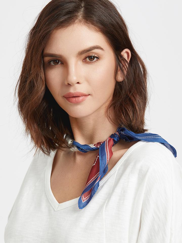 Romwe Floral Print Elegant Square Scarf