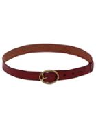 Romwe Red Embossed Leather Carved Roller Buckle Belt