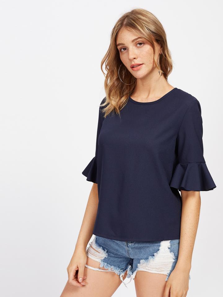Romwe Ruffle Cuff Tunic Top