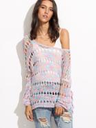 Romwe V Cut Back Hollow Out Sweater