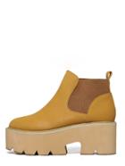 Romwe Brown Round Toe Platform Chunky Ankle Boots