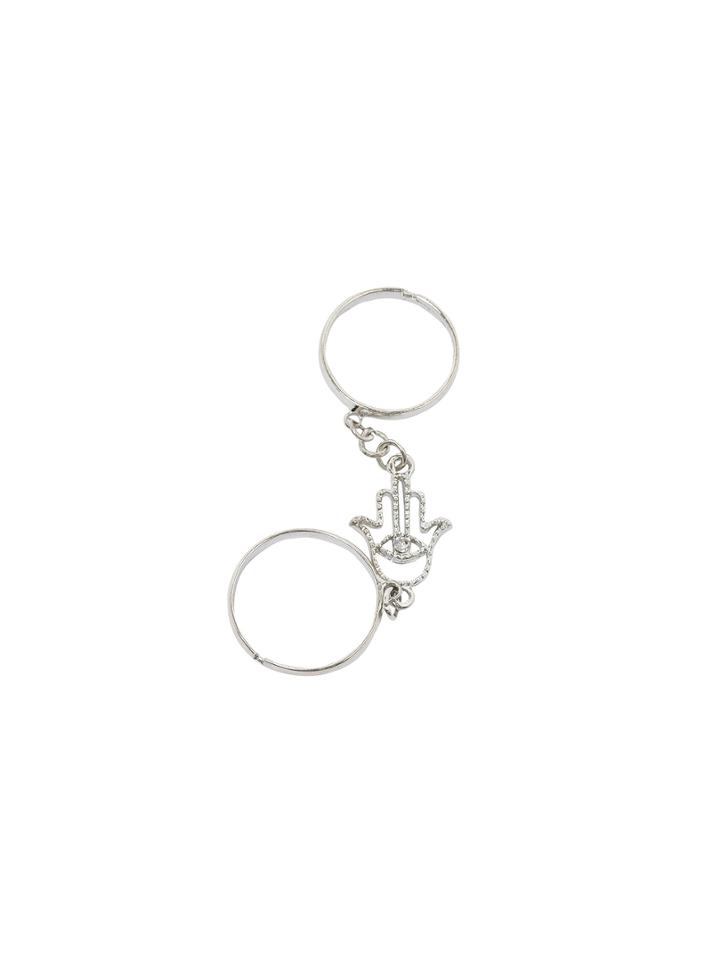Romwe Silver Chain Long Ring