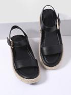 Romwe Black Strappy Espadrille Sandals