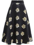 Romwe Florals Pleated Zipper Skirt