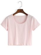 Romwe Pink Crop T-shirt