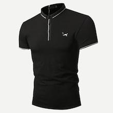 Romwe Men Button Half Placket Polo Shirt