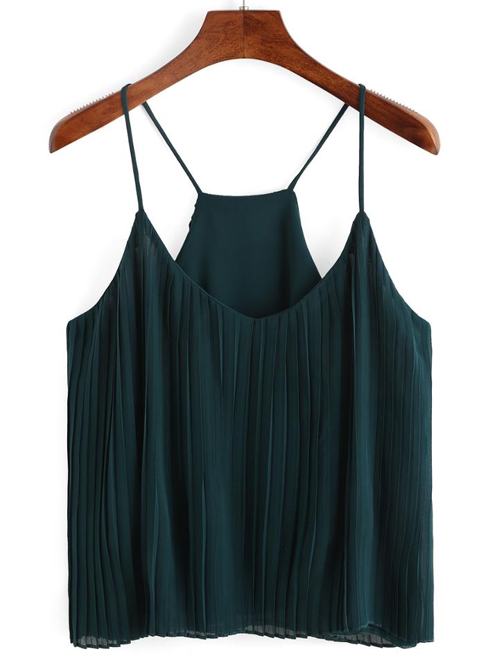Romwe Pleated Chiffon Cami Top