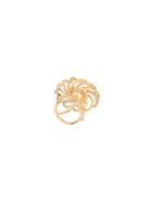 Romwe Golden Rhinestone Pearl Scarf Ring