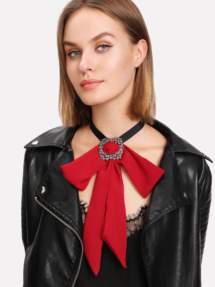 Romwe Contrast Bow Front Choker