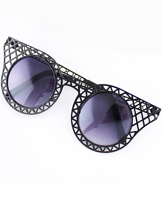 Romwe Black Hollow Cool Sunglasses