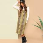 Romwe 2 In 1 Loose Knit Striped Dress