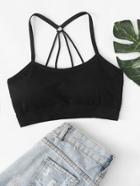 Romwe Cut Out Back Crop Top