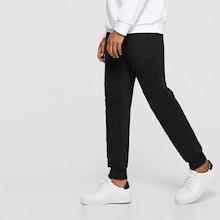 Romwe Men Cut-and-sew Solid Drawstring Pants