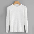 Romwe Solid Round Neck Sweater