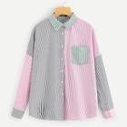 Romwe Color Block Pocket Front Shirt
