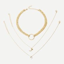 Romwe Moon & Heart Chain Choker Set 3pcs