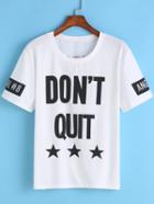 Romwe Contrast Sleeve Letter Print T-shirt