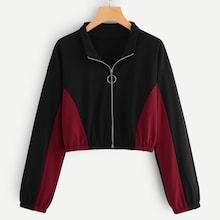 Romwe Zip Up Colorblock Jacket
