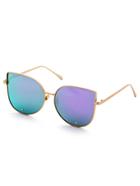 Romwe Gold Frame Purple Cat Eye Stylish Sunglasses