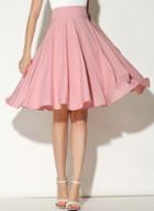 Romwe Pink High Waist Pleated Skirt