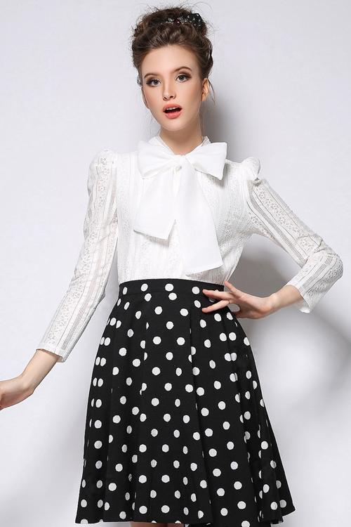Romwe Tie Collar Chiffon Blouse